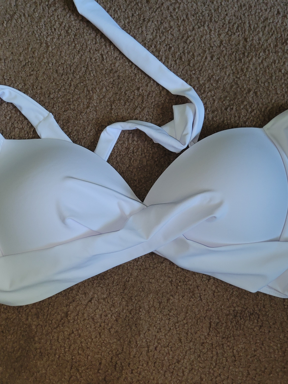 SHEIN White Twist Front Bikini Top